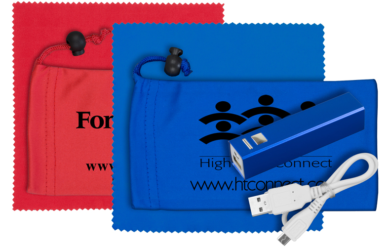 Mobile Tech Metal Power Bank Kit in Microfiber Cinch Pouch Components inserted into Microfiber Pouch Mobile Tech Metal Power Bank Kit in Microfiber Cinch Pouch Components inserted into Microfiber Pouch